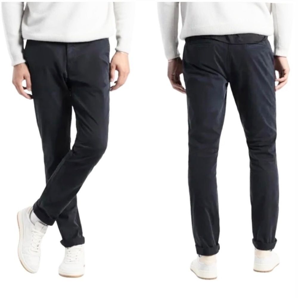 Soft Cloth Navy Blue chino sportive golf  flat front high rise pant trousers 42